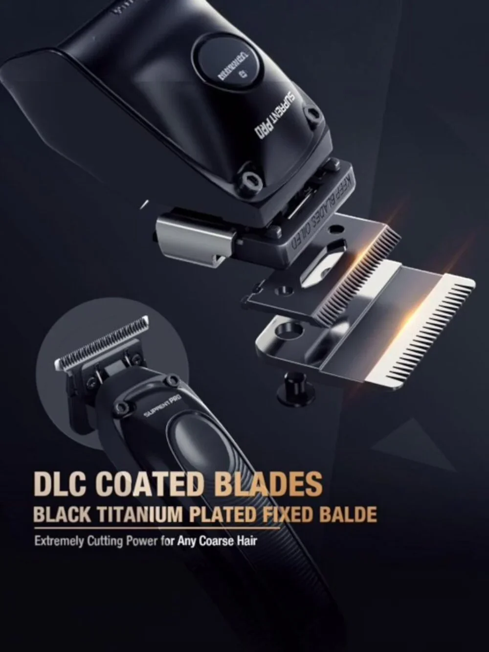 Suprent Pro Professional Cordless Hair Clipper & Trimmer Men's Barber Set Black